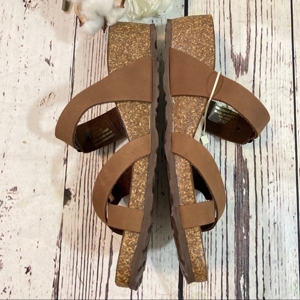 Marina Luna wedge toe loop leather sandals NEW - Picture 4 of 5
